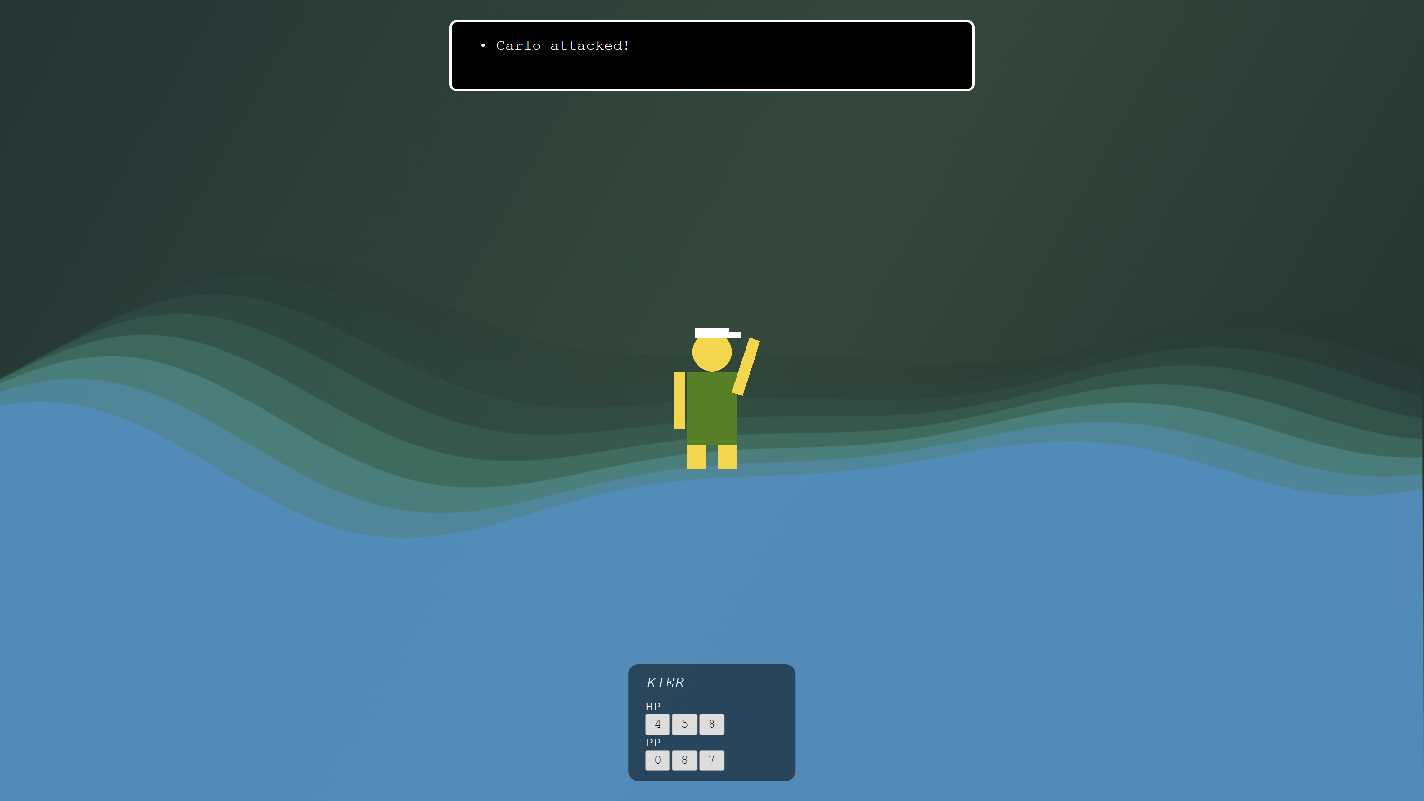 Carlo From CRT minigame showing a canteen battle scene and combat controls